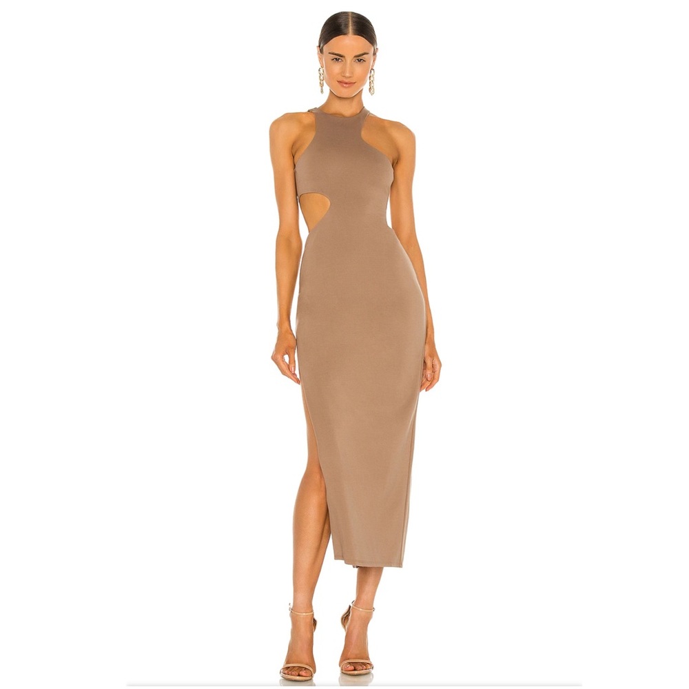 Michael Costello x REVOLVE Rylan Midi Dress in Taupe Size L